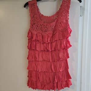 Pink Ruffled Sleeveless Top